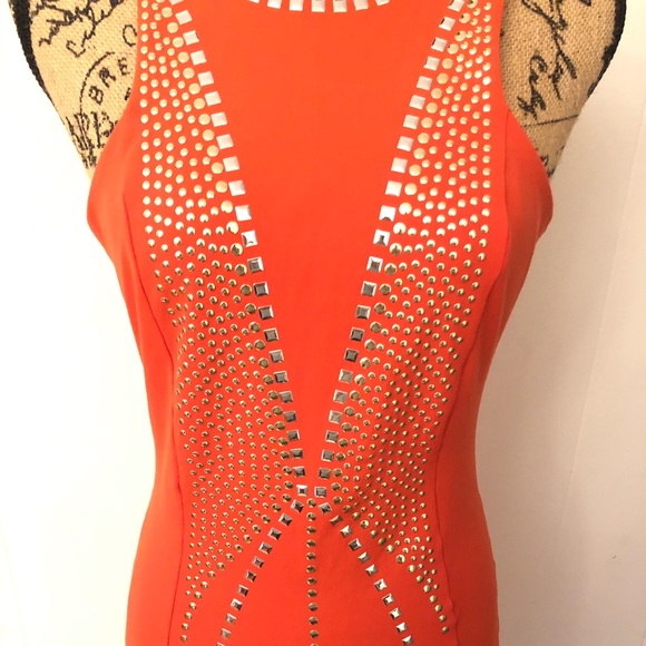 Dark Orange BEBE Mini Dress - Picture 3 of 6